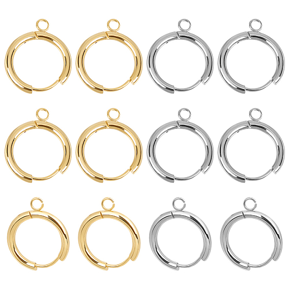 12 шт. 2 цвета 201 фурнитура для сережек-обручей из нержавеющей стали, с горизонтальными петлями и 316 штифтами из хирургической нержавеющей стали