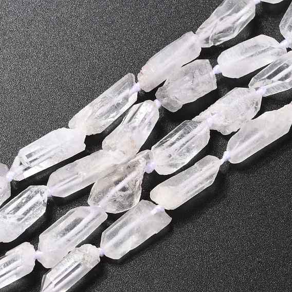 Rough Raw Natural Quartz Beads Strands, Double Pointe, Nuggets