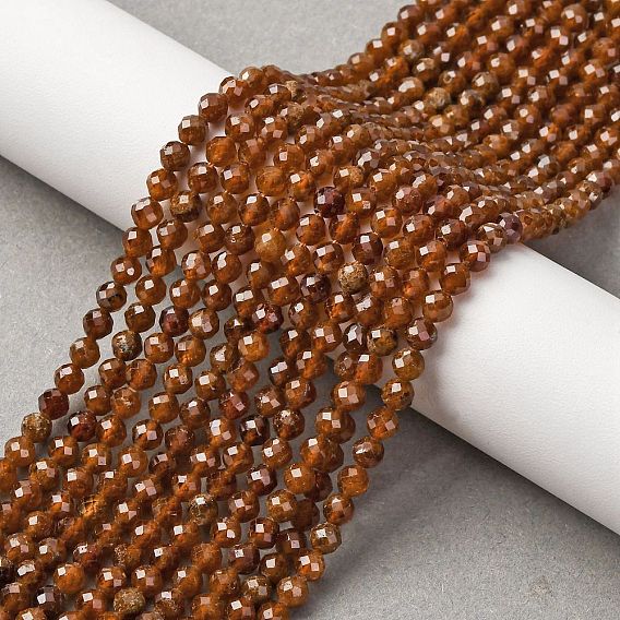 Гранат природный бисер нитей, граненые, круглые