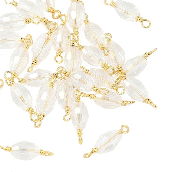 Граненые прозрачные стеклянные овальные соединительные подвески, с петлями из латунной проволоки, стойки покрытие, долговечный