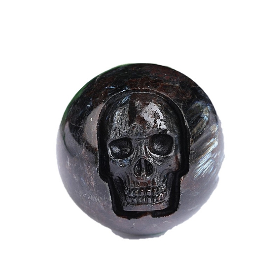 Натуральный астрофиллит, вырезанный по кругу с фигурками черепов, для домашнего офиса настольный орнамент фэн-шуй