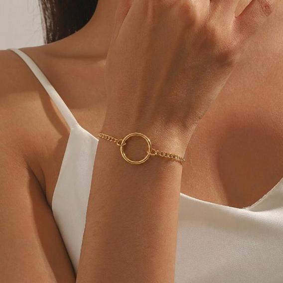 304 Stainless Steel Ring Pendant Twisted Chain Bracelets for Women