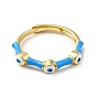 Enamel Evil Eye Adjustable Ring, Real 18K Gold Plated Brass Lucky Jewelry for Women