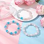 Браслеты из круглого эластичного стекла с имитацией нефрита, окрашенного методом запекания, для женщин, круглые, с натуральным аквамарином и крошкой розового кварца
