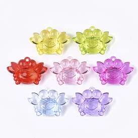 Transparent Acrylic Pendants, Faceted, Crab