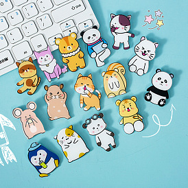 Trendy simple strokes style small animal brooch cute cartoon badge acrylic pin small jewelry accessories
