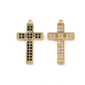 304 подвески из нержавеющей стали, крестик, со стразами, реальный 18 k позолоченный, вакуумное покрытие pvd