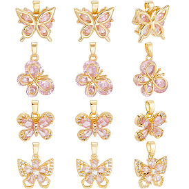 12 шт. 4 кулоны из латуни с микропаве и кубическим цирконием, бабочки прелести