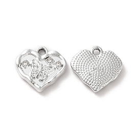 Crystal Rhinestone Pandants, with Rack Plating Alloy Findings, Nickel Free, Heart with Butterfly Charms