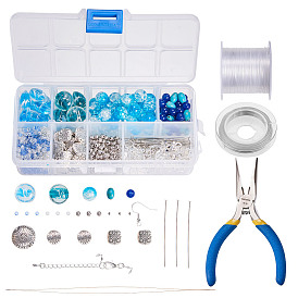 SUNNYCLUE Earring Making, with Glass Beads, Gemstone Beads, Tools and Brass Earring Hook