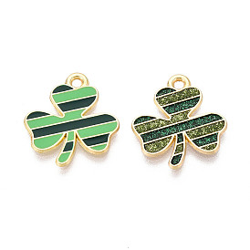 Подвески из сплава с эмалью ко Дню Святого Патрика, клевер амулеты, золотые