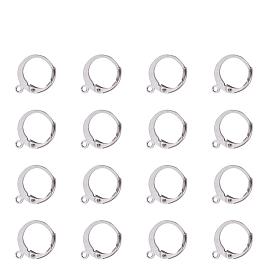 304 Stainless Steel Leverback Earring Findings, with Loop, 14.5x12x2mm, Hole: 1mm