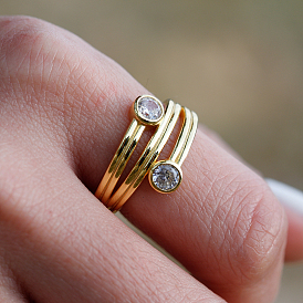 925 Anillos de dedo geométricos con circonitas cúbicas pavé de plata esterlina