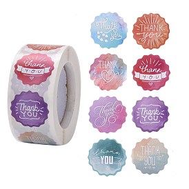 Flat Round Paper Thank You Stickers, with Word Thank you, Self-Adhesive Gift Tag Labels Youstickers