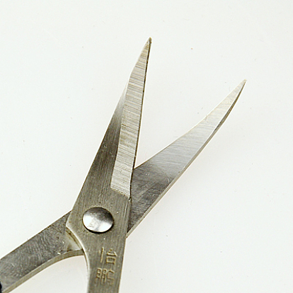 Iron Bent Nose Scissors, Covered By Plastic, Platinum, 120x65x8mm