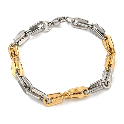 Two Tone 201 Stainless Steel Arch Link Chain Bracelet