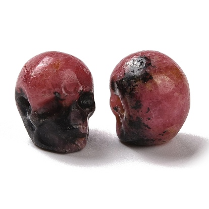 Natural Rhodonite Beads, Halloween Skull