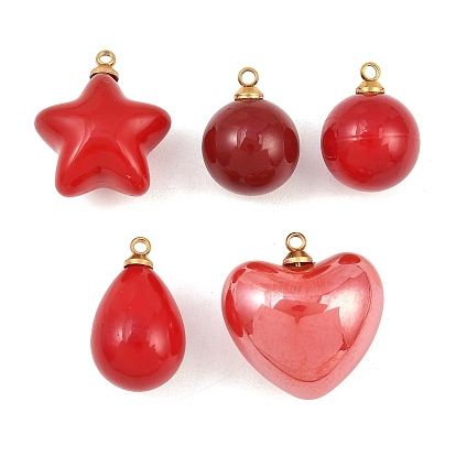 304 подвески из нержавеющей стали смолы, подвеска в форме сердца/звезды/круглой формы/капли, золотые