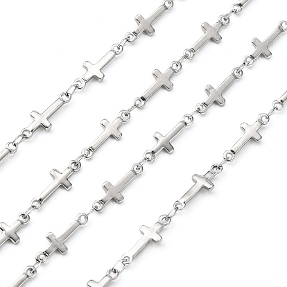 304 Stainless Steel Link Chains, Decorative Chains, Soldered, with Cross Connector, 5mm