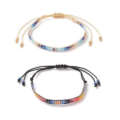 Handmade Japanese Seed Evil Eye Braided Bead Bracelets, Adjustable Bracelet for Women