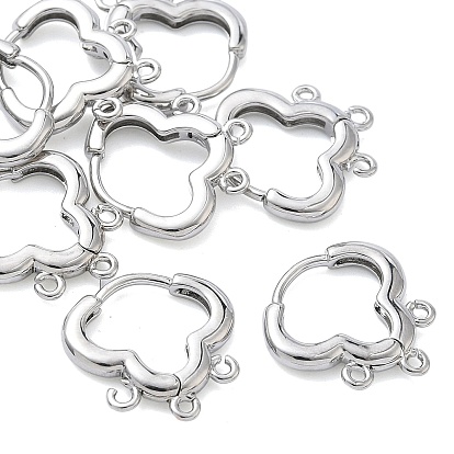 SHEGRACE Brass Hoop Earrings Findings, Cadmium Free & Nickel Free & Lead Free, with 3 Loop