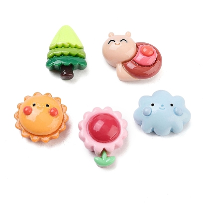 Непрозрачная смола декодирует кабошоны, дерево, цветок и солнце, разнообразные