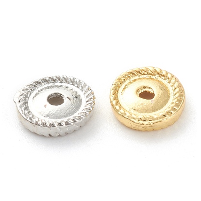 Rack Plating Alloy Spacer Beads, Lead Free & Cadmium Free, Long-Lasting Plated, Flat Round