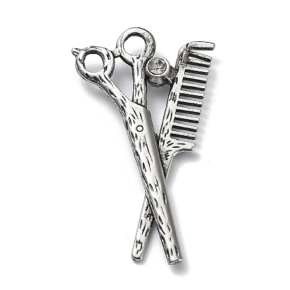 Сплав в тибетском стиле с подвесками из стразов, без свинца и без кадмия, ножницы