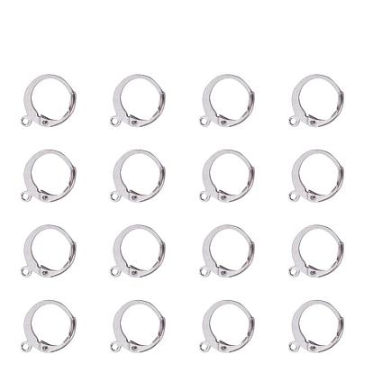 304 Stainless Steel Leverback Earring Findings, with Loop, 14.5x12x2mm, Hole: 1mm