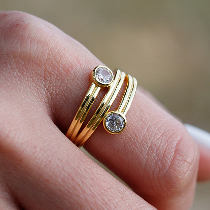 925 Anillos de dedo geométricos con circonitas cúbicas pavé de plata esterlina