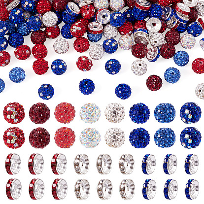 175 шт 11 стили вымощают диско-шар бусины, Бусины со стразами, полимерная глина 