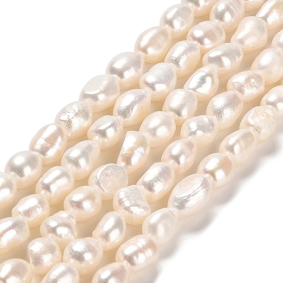 Natural Cultured Freshwater Pearl Beads Strands, Two Sides Polished, Grade 4A