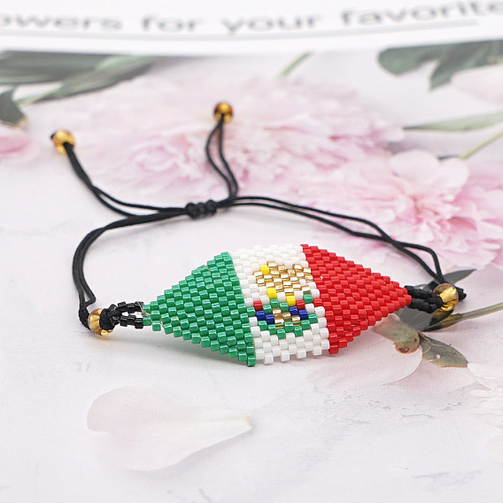 Браслеты из стеклянных бусин, плетеные браслеты из бисера для женщин, ромб, с кистями