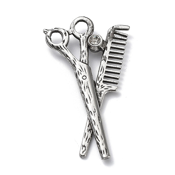 Сплав в тибетском стиле с подвесками из стразов, без свинца и без кадмия, ножницы