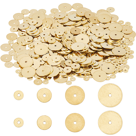4 стили латунные разделительные бусины, плоско-круглые