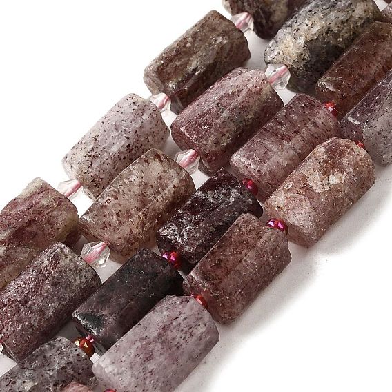 Природного кварца клубники нитей бисера, кубоид, с бисером, матовые