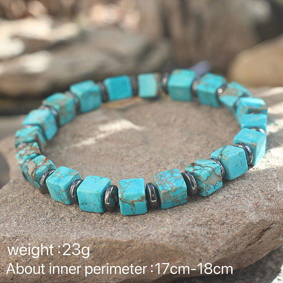 Эластичные браслеты из кубических натуральных драгоценных камней и синтетических немагнитных гематитовых бусин для женщин и мужчин.