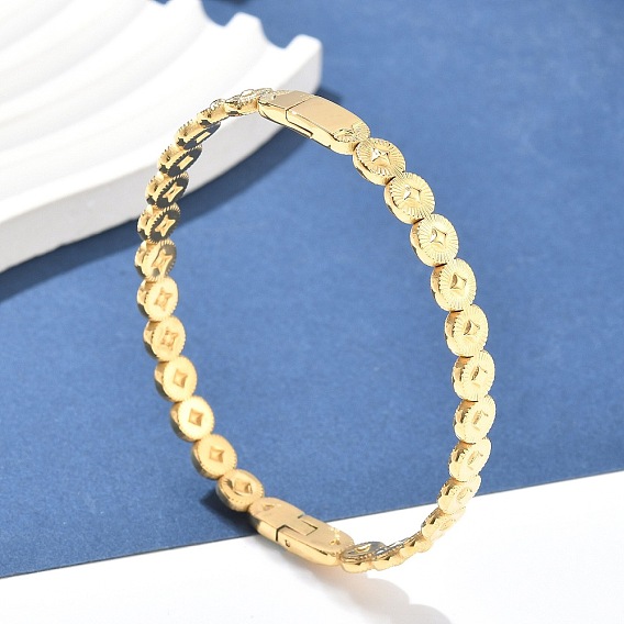 304 браслеты из нержавеющей стали для женщин, старая монета, ионное покрытие (ip), с застежками