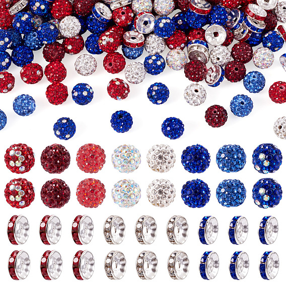 175 шт 11 стили вымощают диско-шар бусины, Бусины со стразами, полимерная глина 