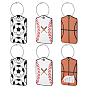 6Pcs Soccer Basketball Baseball PU Leather Luggage Tags with Metal Loops, Rectangle