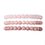 3Pcs Natural Rhodochrosite & Rose Quartz & Pink Opal Round Beads Stretch Bracelets for Women