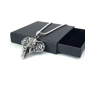 Винтажные ожерелья из нержавеющей стали со слоном для мужчин и женщин