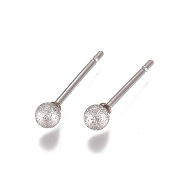 304 Stainless Steel Stud Earrings, Ball Stud Earrings, Textured