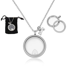 304 подвесные из нержавеющей стали ожерелья, Сплав с подвесками, плоско-круглые