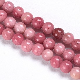 Natural Rhodonite Beads Strands, Grade A, Round