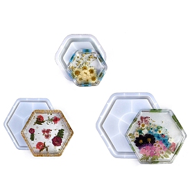 Hexagon Jewelry Tray Food Grade Silicone Molds, Resin Casting Molds, for UV Resin, Epoxy Resin Craft Making