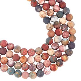 ARRICRAFT Natural Polychrome Jasper/Picasso Stone/Picasso Jasper Frosted Beads Strands, Round