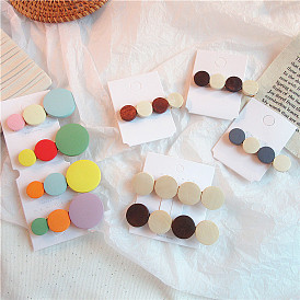 Colorful Geometric Hair Clip for Girls, Candy-Colored Wooden Round Barrette with Bangs Clamp and Rainbow Design