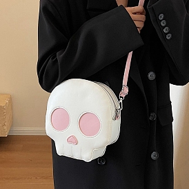 Quirky Creative Funny Skull Head Single Shoulder Bag Cartoon Trend Fashion New Halloween Cute Crossbody Bag