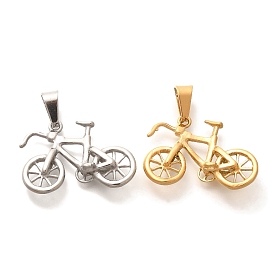 PVD Vacuum Plating 304 Stainless Steel Pendants, Bicycle Charm